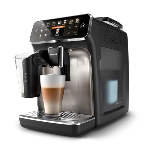 Philips Serie 5400 Kaffeevollautomat – LatteGo Milchsystem, 12 Kaffeespezialitäten, Intuitives Display, 4 Benutzerprofile, Chrom (EP5447/90)