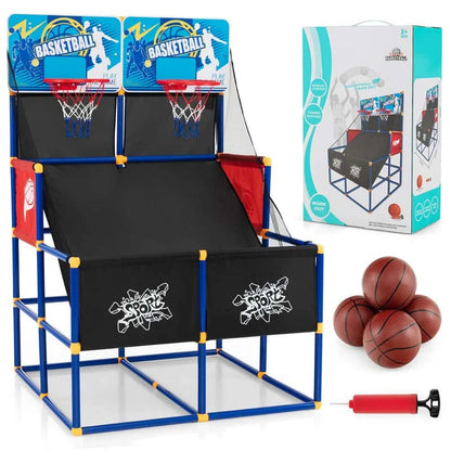 Basketball-Arcade-Spiel-Spielzeugset für Kinder, Dual-Shot-Basketballspiel für 2 Spieler mit 4 Bällen und Aufblaspumpe – Hochwertiges Set für den täglichen Gebrauch