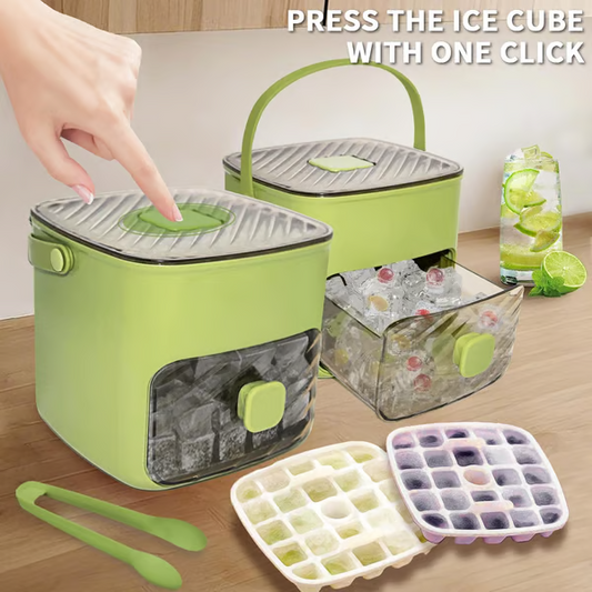 🌞Tragbarer Eiswürfelbereiter mit Deckel und Aufbewahrungsbox
