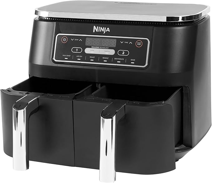 Ninja [AF300EU] 2 Large Frying Compartments, 6 Functions, 2470 W, 2 Independent Garzones, 7.6 Litres, 65% Save Energy Costs