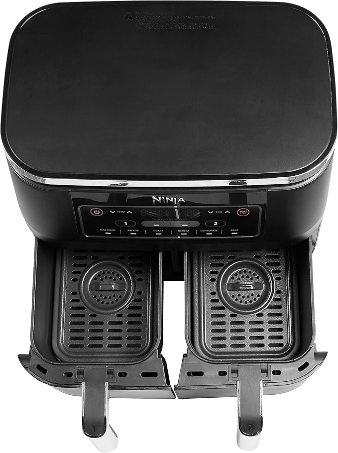 Ninja [AF300EU] 2 Large Frying Compartments, 6 Functions, 2470 W, 2 Independent Garzones, 7.6 Litres, 65% Save Energy Costs
